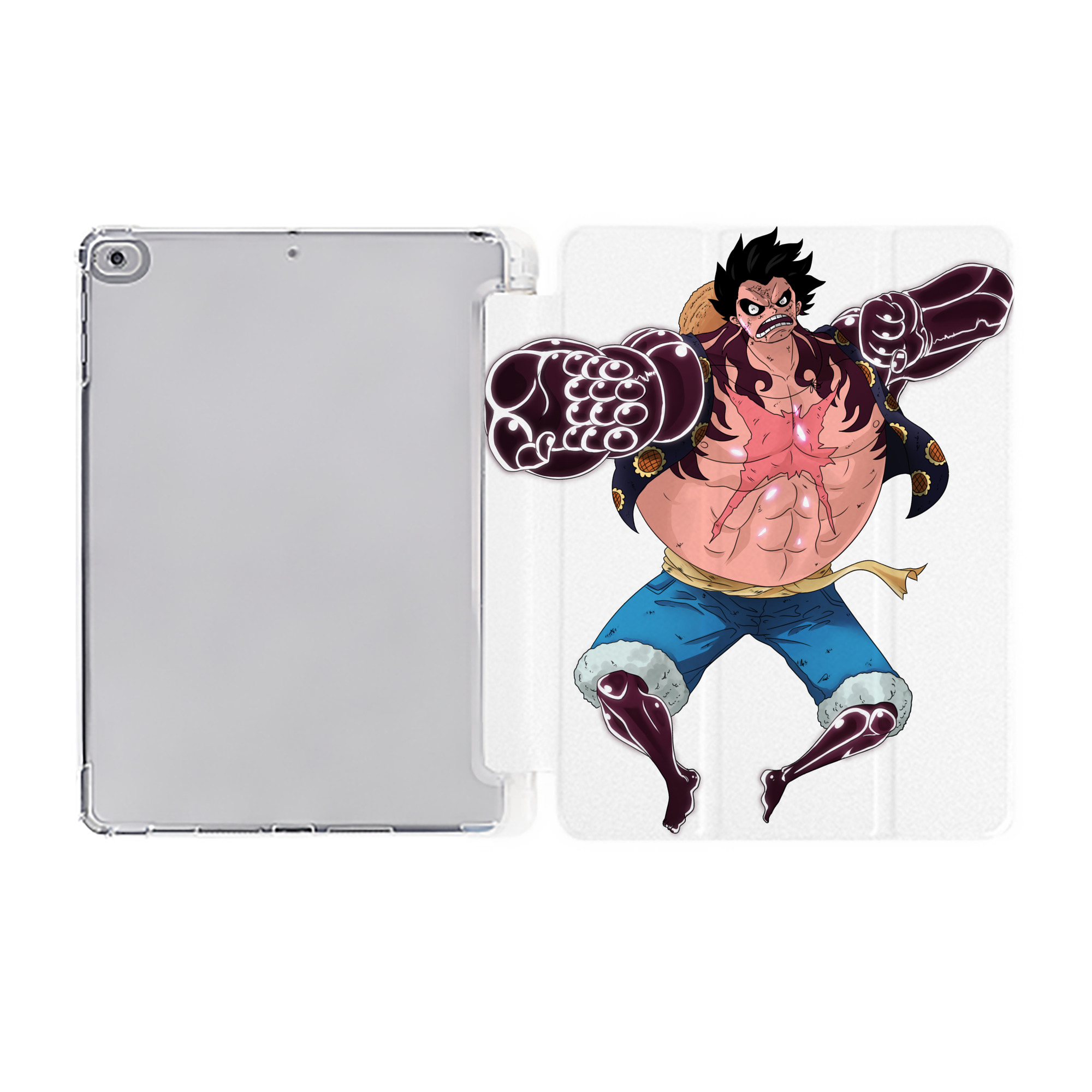 （画像用） ワンピース モンキー・D・ルフィ ONE PIECE Monkey D. Luffy IPad ケース ペン収納付き 三つ折りスタンド PUレザー×シリコン 対応機種9.5/10.5/10.9インチ